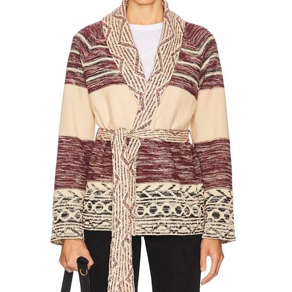 NEW THE GREAT. riding cardigan in rusted red multi - Picture 1 of 3
